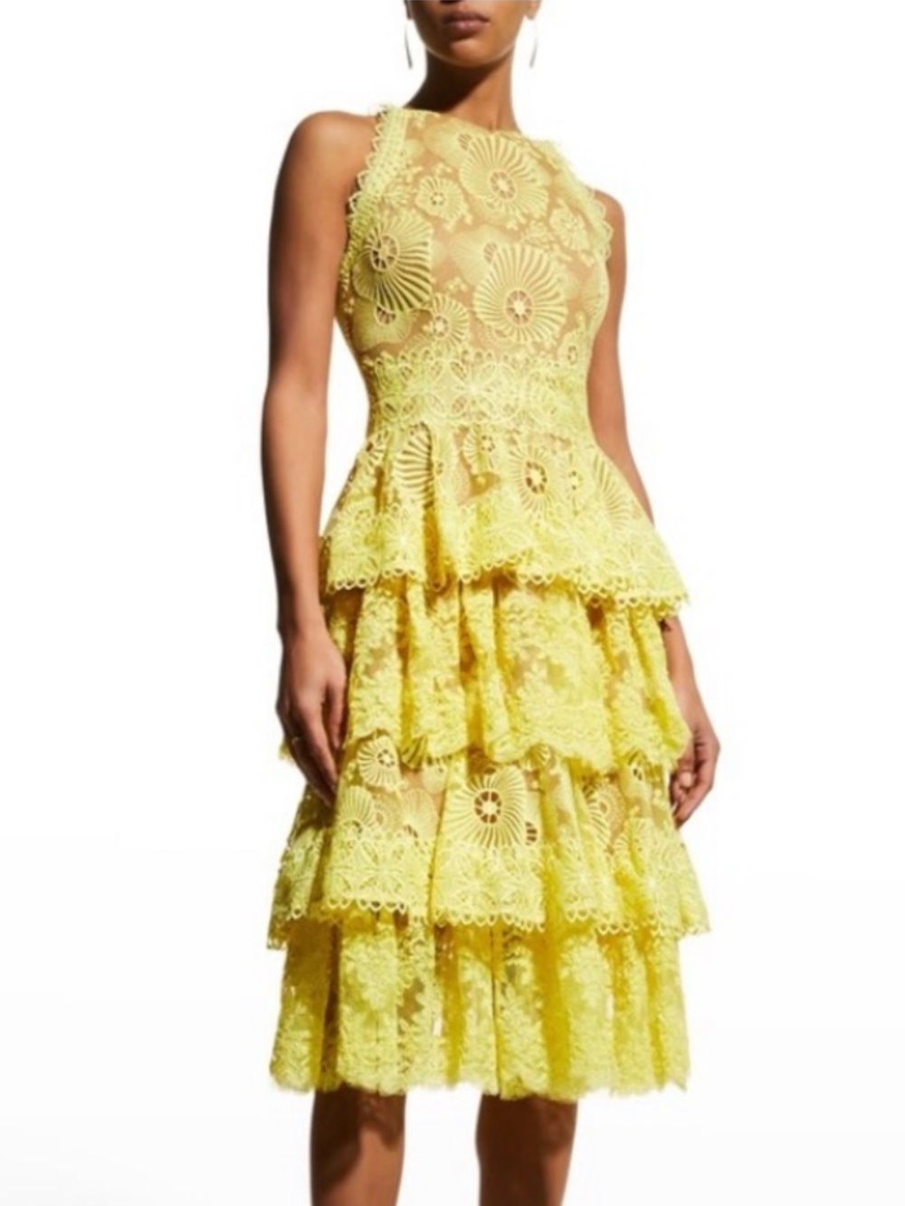 Bronx & Banco Bridget yellow tiered dress